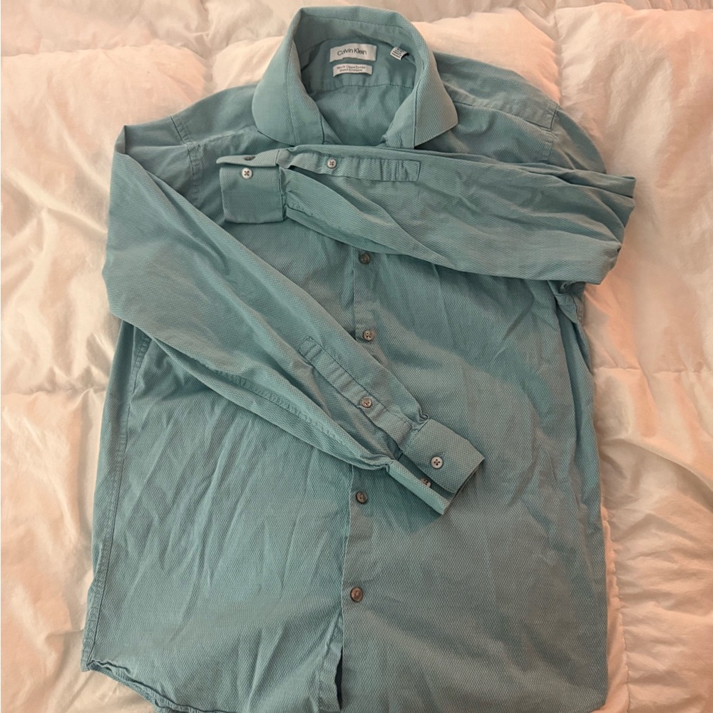 Calvin Klein Teal Casual Button Down Shirt